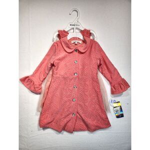 Nannette Baby 2Pc Dress Jacket Set 24M Pink Coral NWT Easter Party Spring Outfit